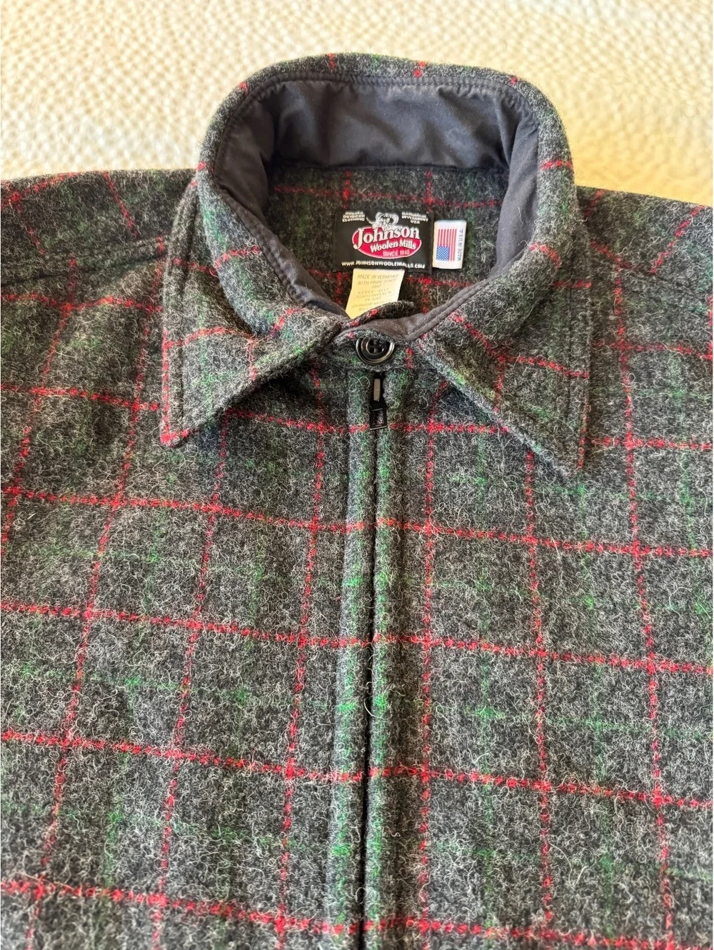 Johnson Woolen Mills Adirondack Plaid Wool Blend Jacket Large